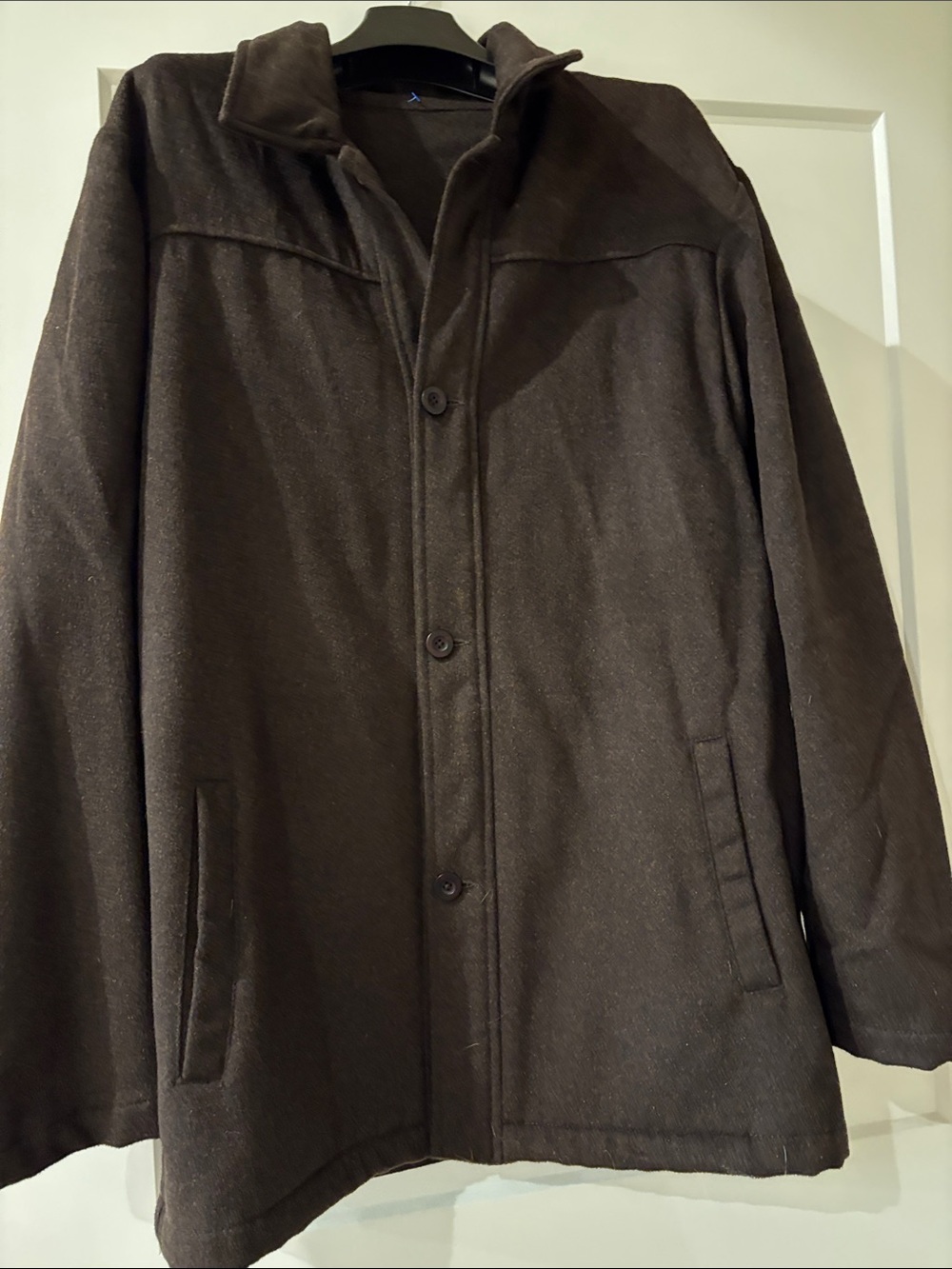 Men's Dark chocolate brown Pea Coat — Classic Button-Front Outerwear